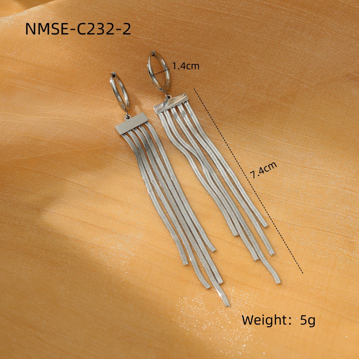 Minimalist Long Tassel Earrings in Titanium Steel with 18K Gold Plating for Women