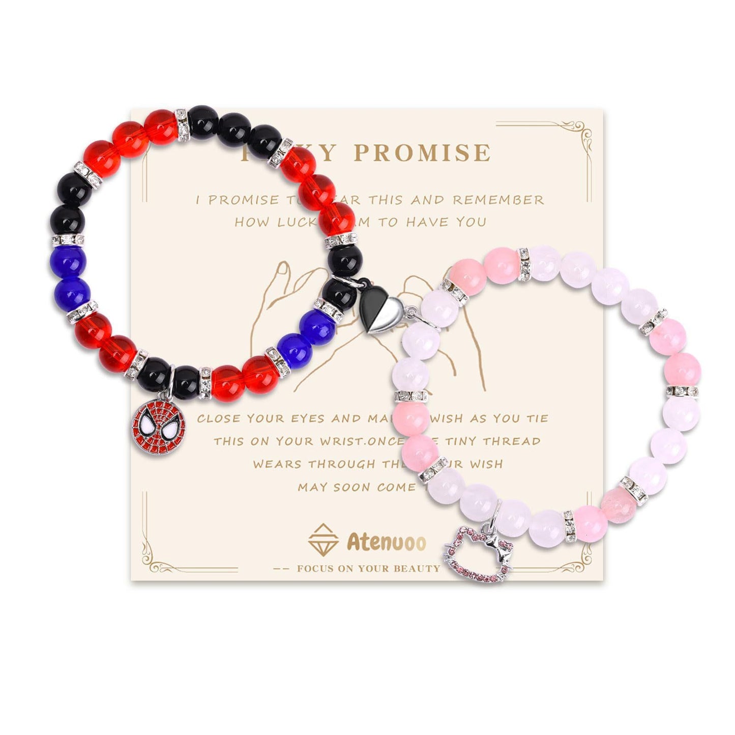 Spider and Heart Shape Crystal Magnetic Bracelet for Couples