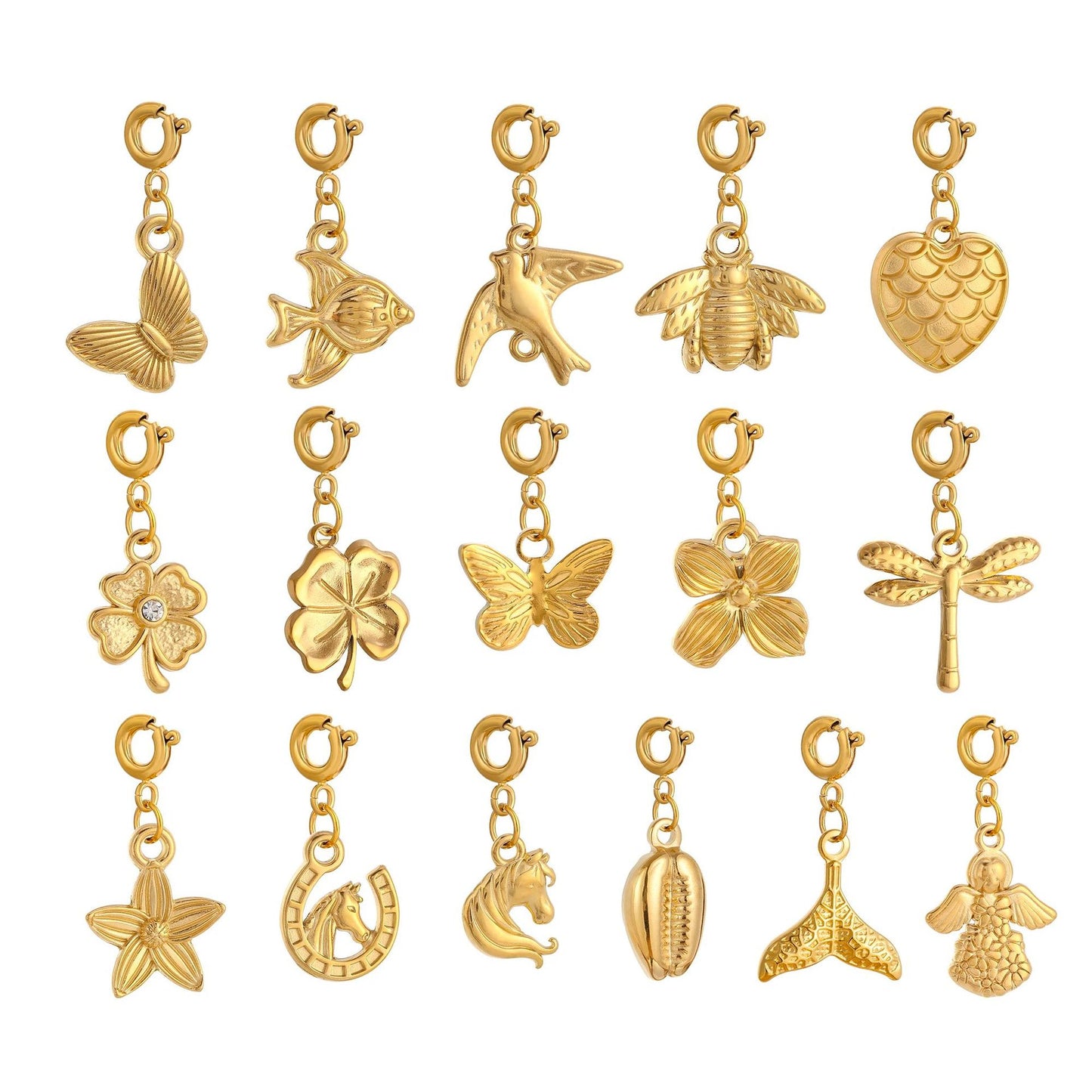 Elegant 18K Gold Plated Stainless Steel PVD DIY Charm Bar Pendant for Women