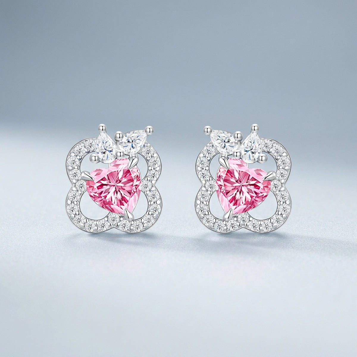 Minimalist Sweet Geometric Full Paved Moissanite 925 Sterling Silver Earrings for Women