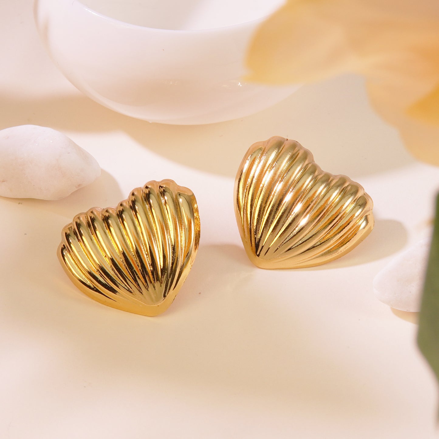 Sweet Streetwear Heart Plated Stainless Steel Earrings