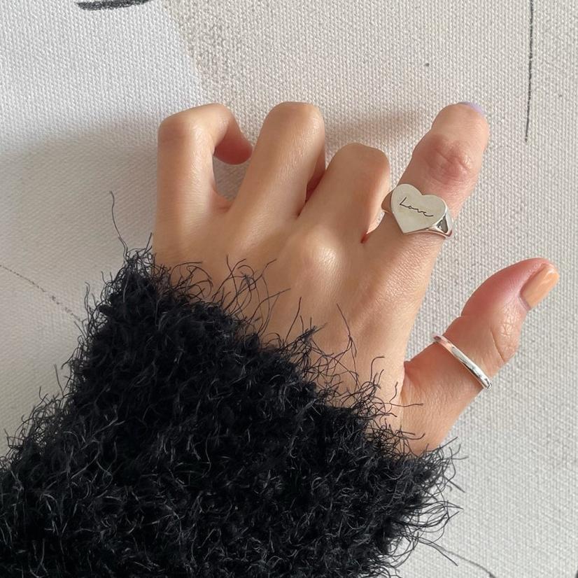 Anillo de plata de ley 925 con forma de corazón, diseño minimalista, para mujer