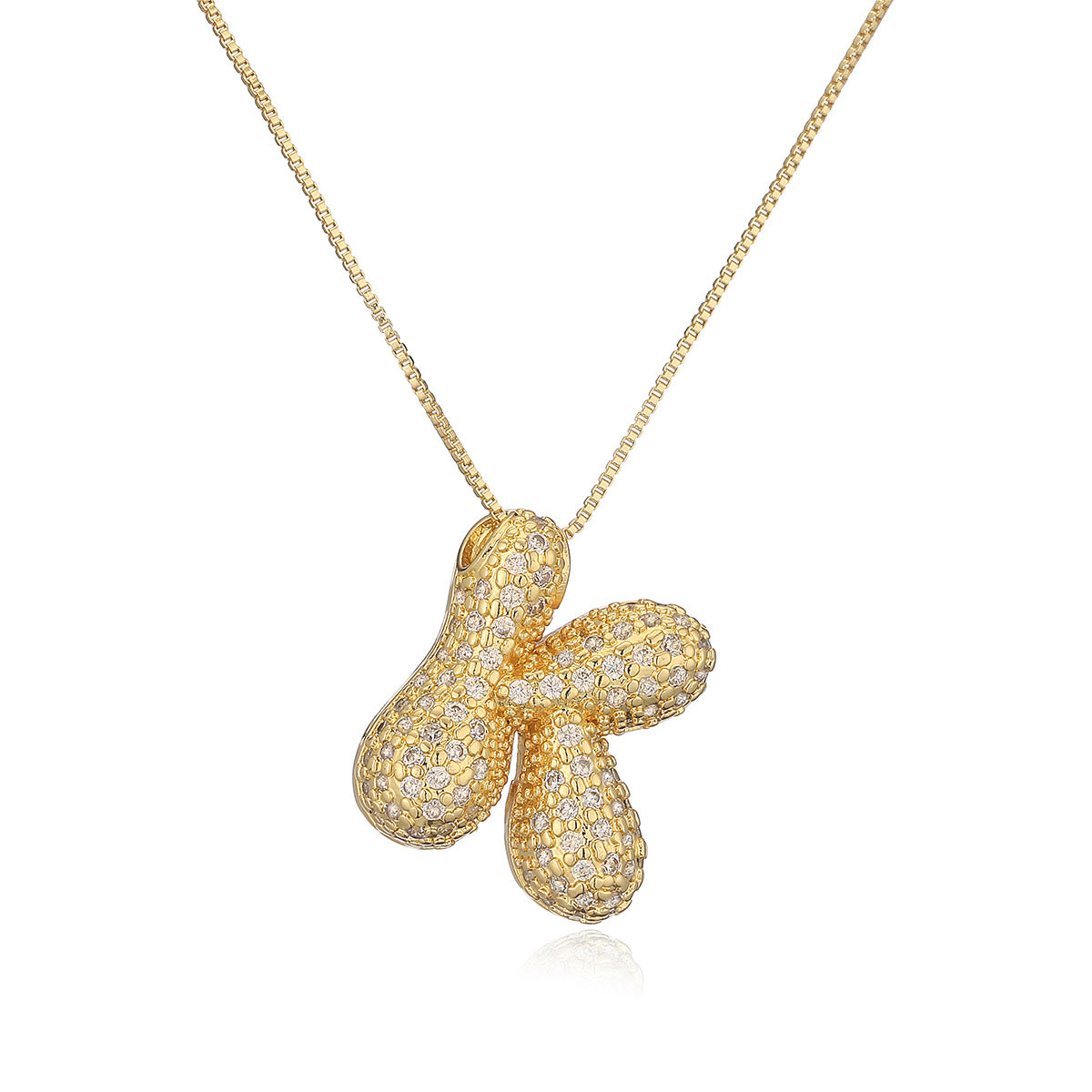 Collana a forma di lettera minimalista in rame placcato oro vero da donna