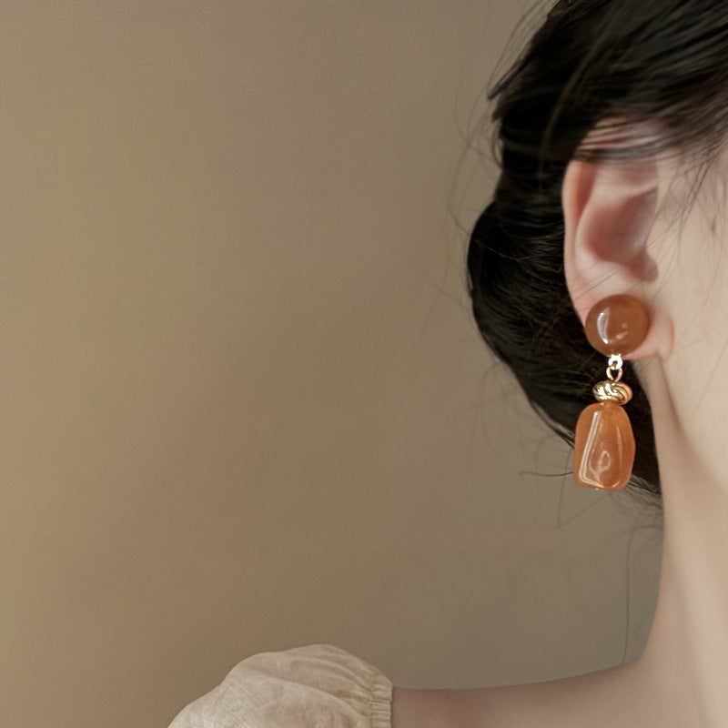 Orecchini da donna in resina geometrici irregolari vintage con effetto Ombré