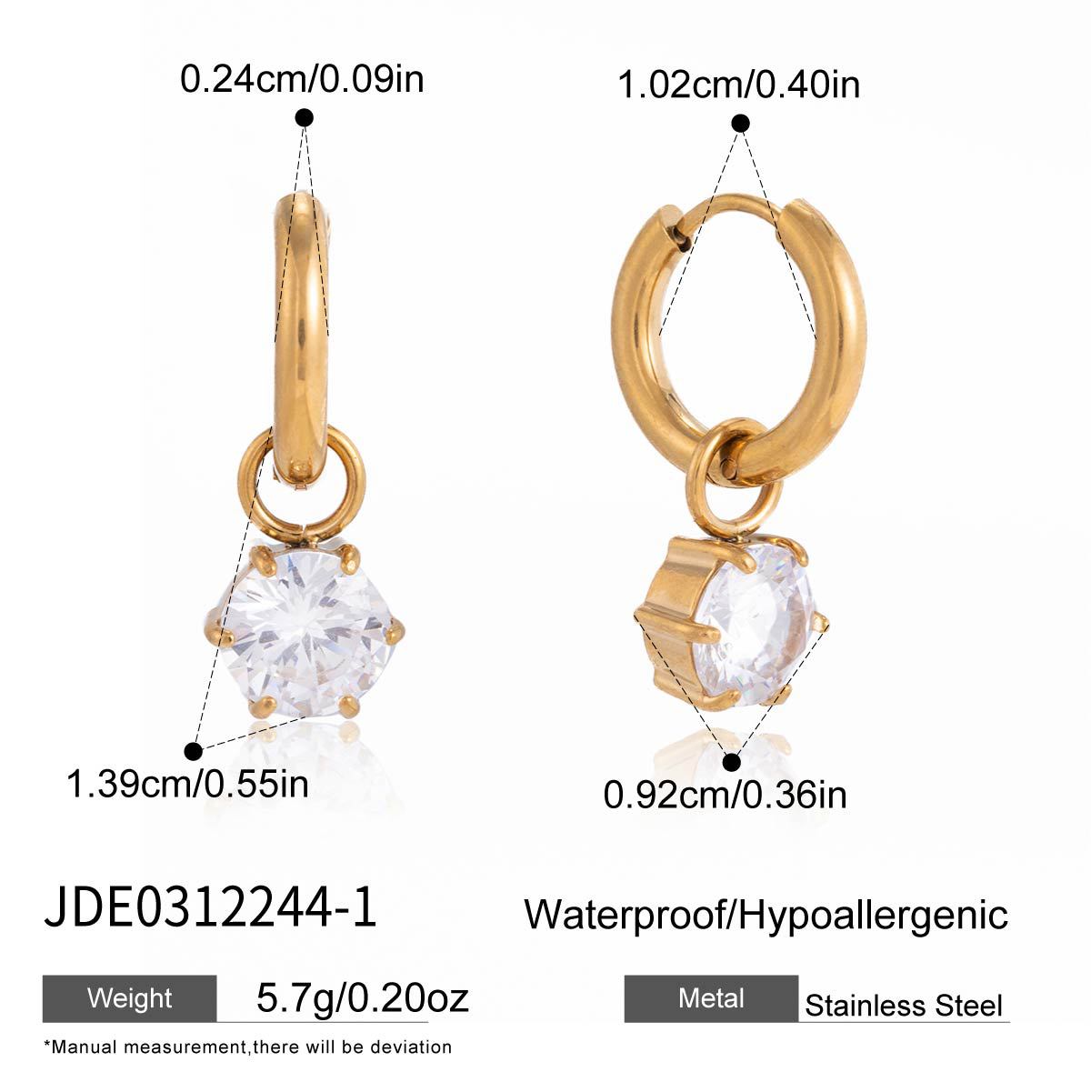 Minimalist Geometric Triangle Stainless Steel Plated Cubic Zirconia Hoop Earrings for Women