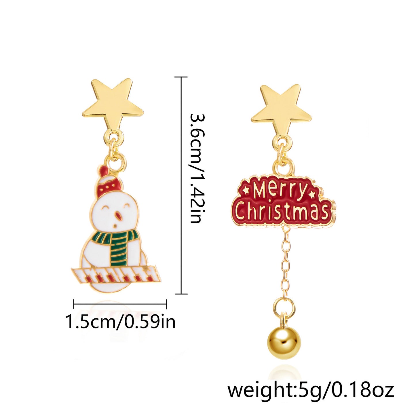 Set di orecchini e collana in lega a tema natalizio con ciondolo geometrico smaltato raffigurante renne e Babbo Natale