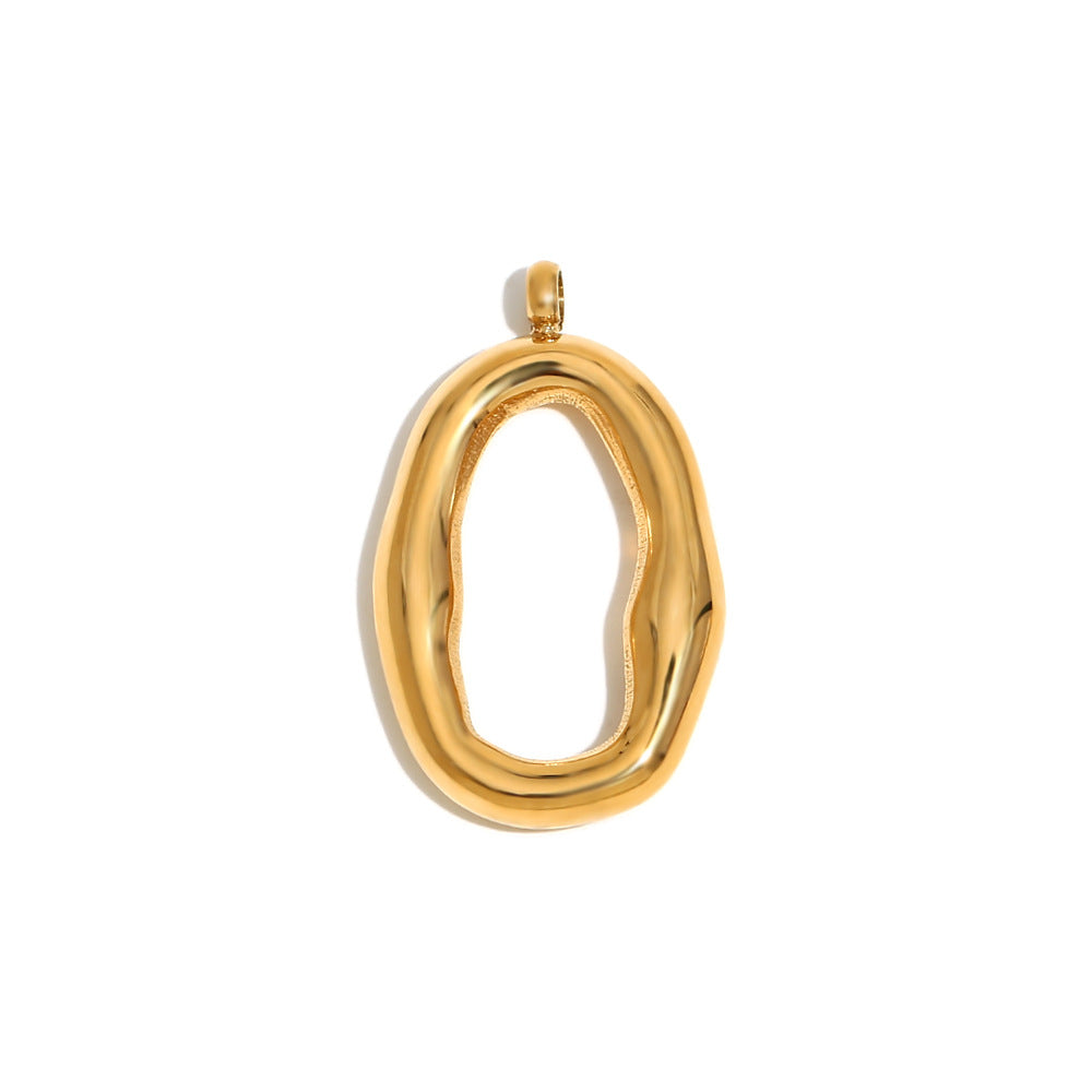 Vintage-Style Oval Charm Pendant in Stainless Steel with 18K Gold Plating for DIY Jewelry Making