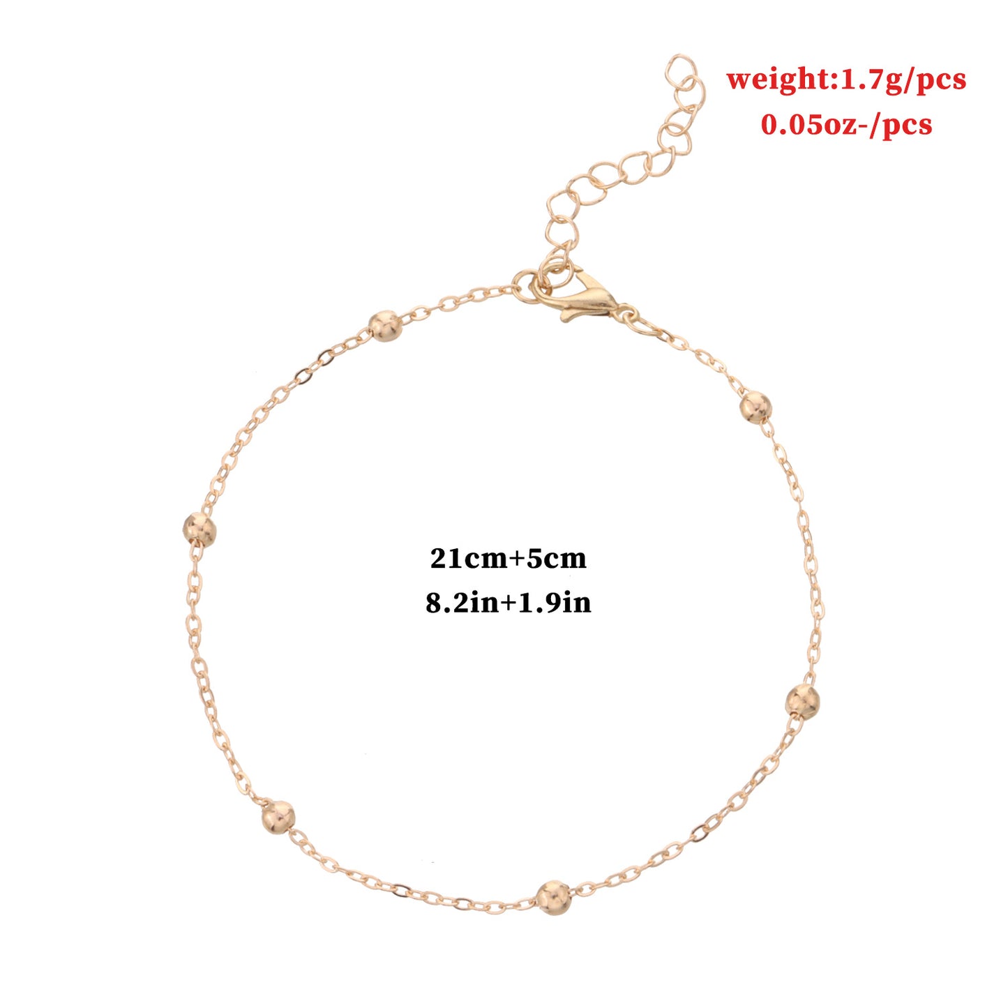 Minimalist Geometric Alloy Anklet for Women with Smooth Round Beads and Handcrafted Metal Design