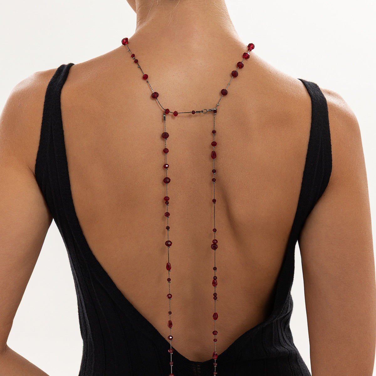 Gothic Crystal Plated Tassel Body Chain for Women