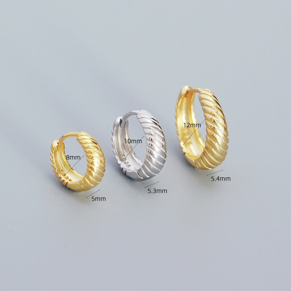 Orecchini a Cerchio Minimalisti Placcati Geometrici in Argento Sterling 925