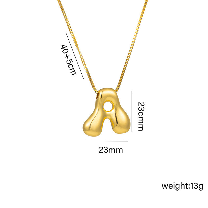 Bonito collar con dije de burbuja en forma de letra Q, estilo Q, de acero de titanio con chapado en oro de 18 quilates para mujer