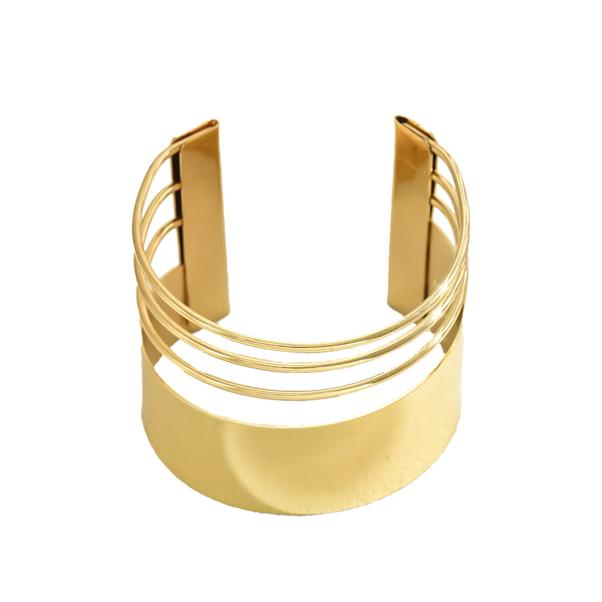 Pulsera geométrica hueca minimalista de aleación de zinc para mujer con superficie pulida y diseño de apertura ajustable