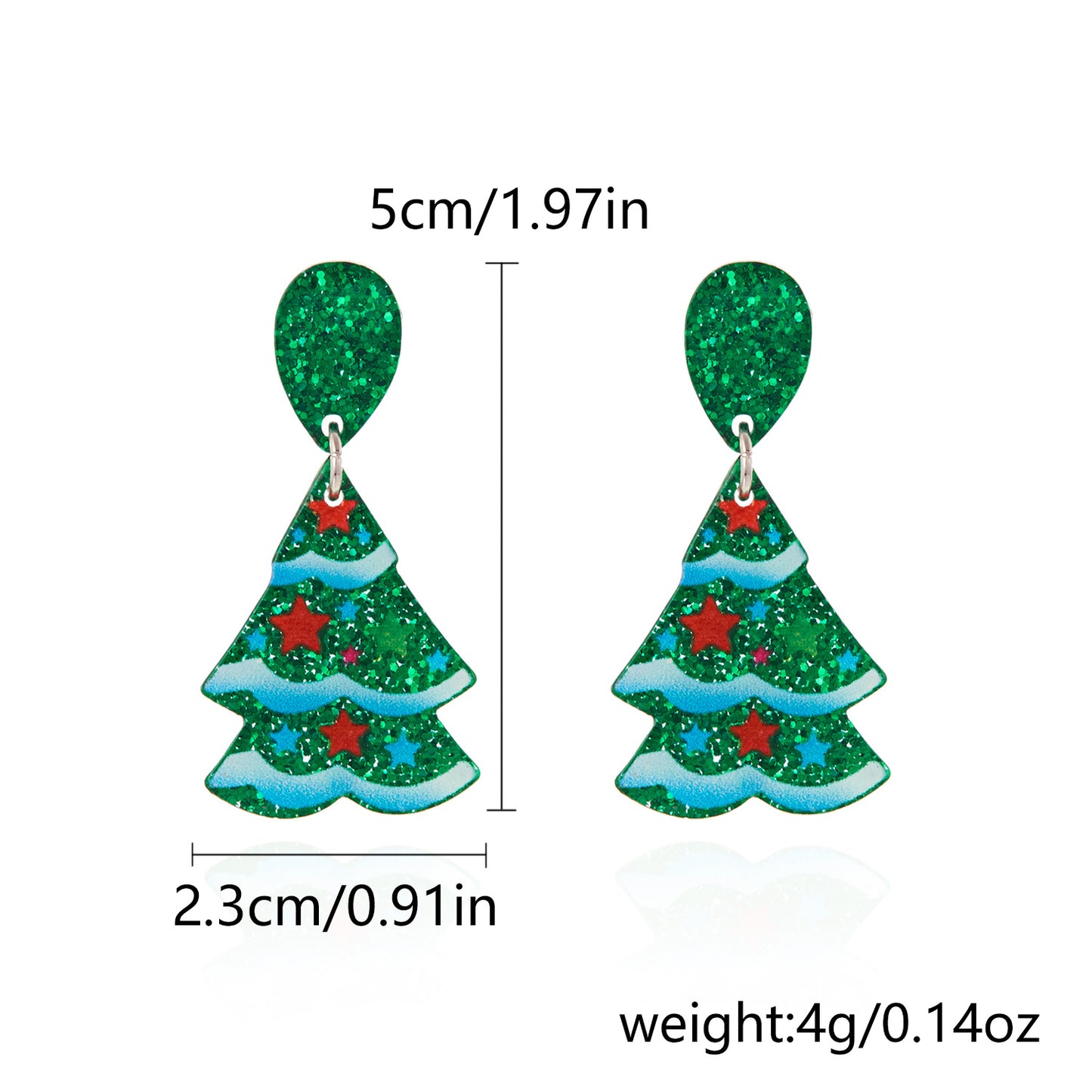 Fashion OL Acrylic Santa Claus and Snowflake Stud Earrings with Plating Finish for Women