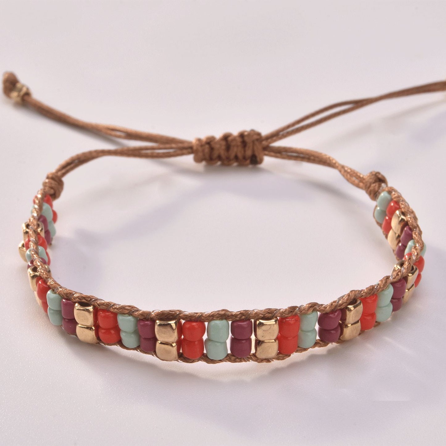 Geometric Style Adjustable Beaded Bracelet for Women with Metal Beads Fashion Jewelry