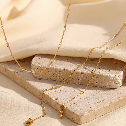 Collar Minimalista de Acero Inoxidable con Diseño Geométrico y Barra con Baño de Oro de 18K para Mujer, para Hacer Joyas DIY