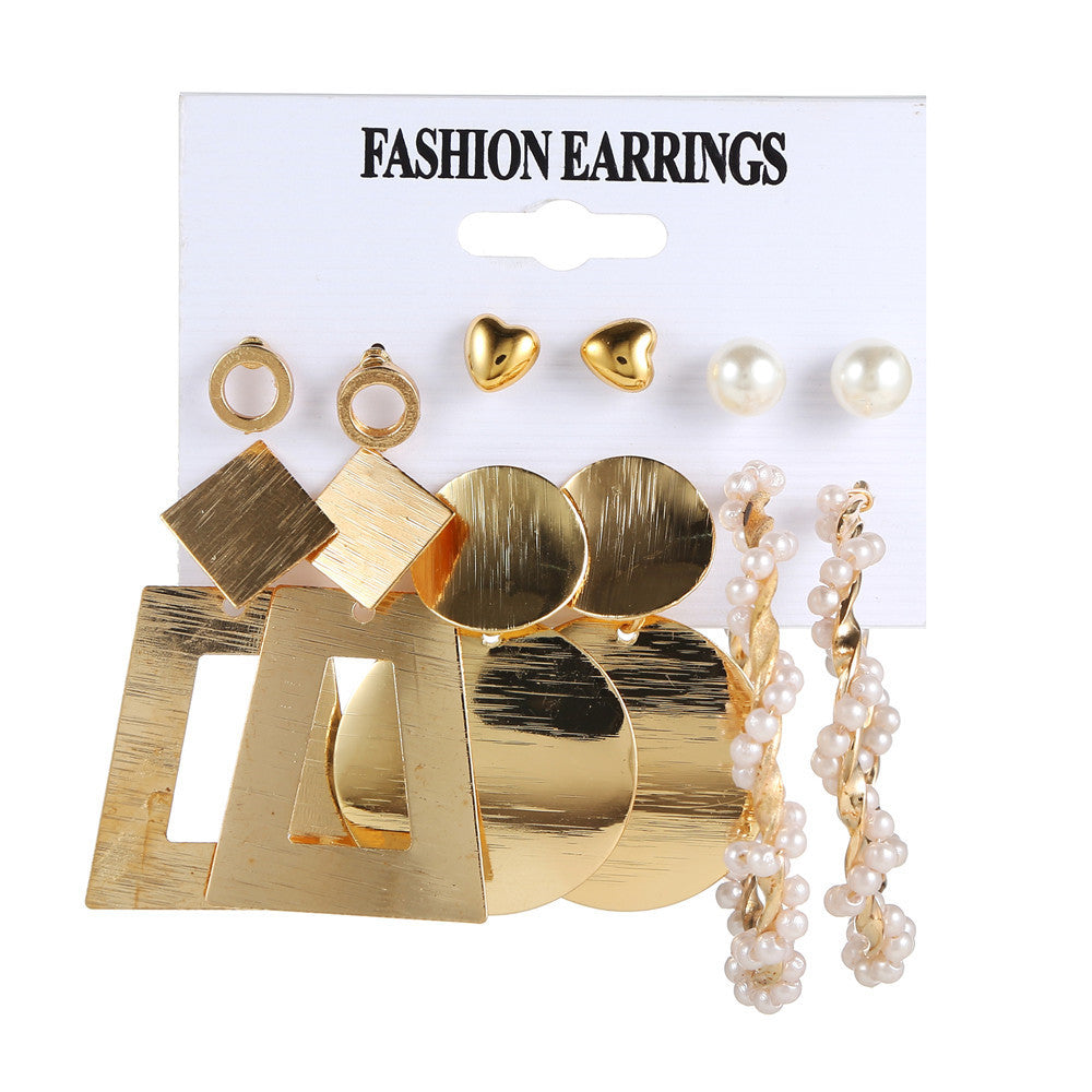 Minimalist Sweet Geometric Round Pearl Plated Stainless Steel Earrings