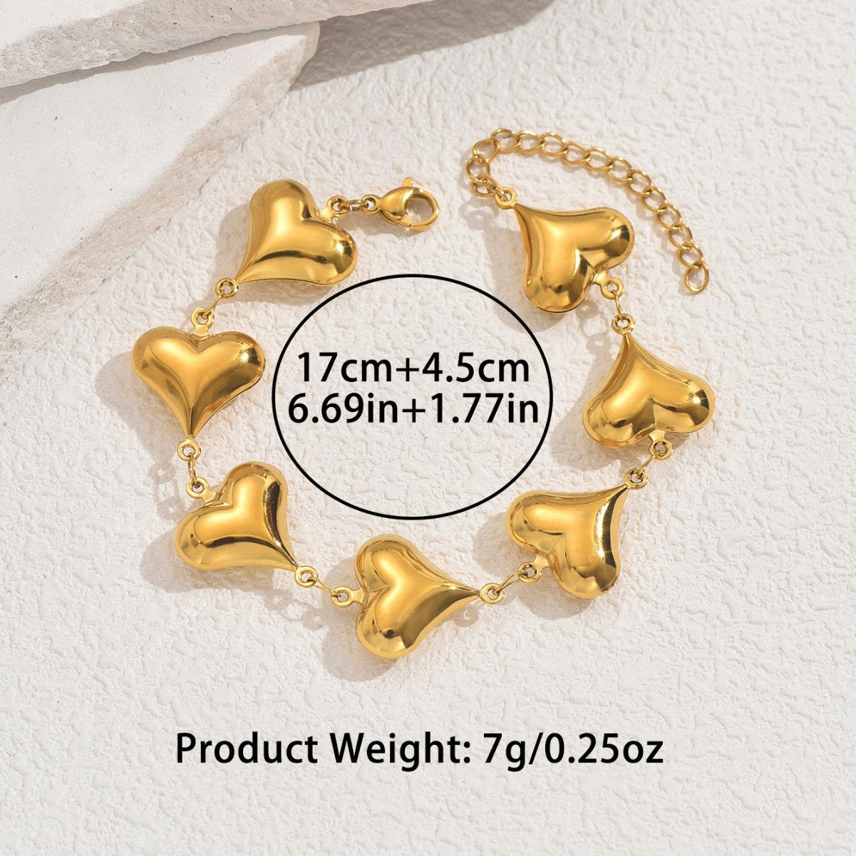 Bracciale da donna placcato in lega di zinco a forma di cuore, dal design minimalista, elegante e versatile