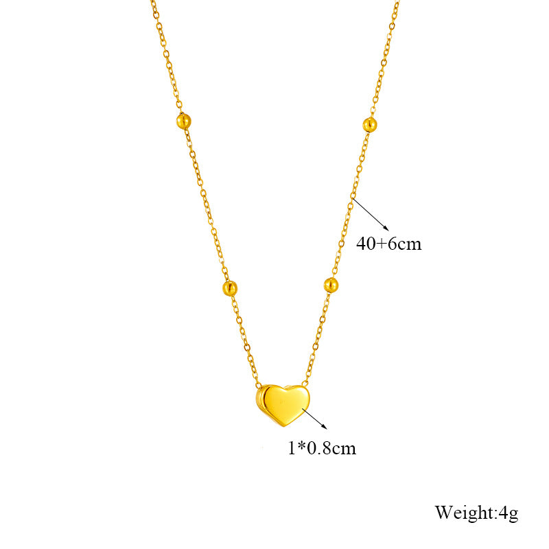 Minimalist Heart-Shaped Titanium Steel Pendant Necklace and Bracelet Set for Women with Plated Finish
