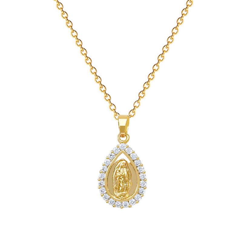 Sweet Elegant Teardrop Cubic Zirconia Titanium Steel Necklace for Unisex