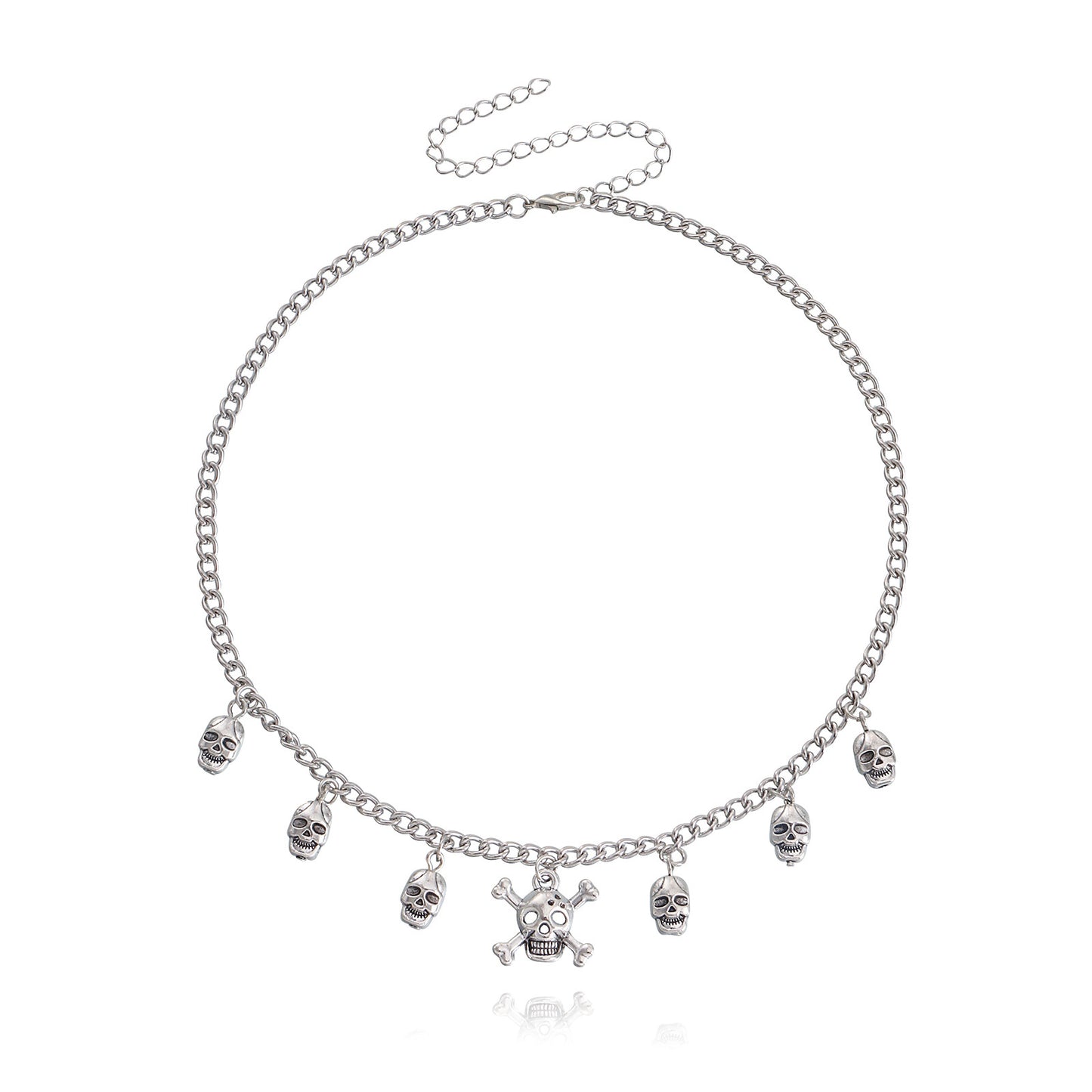 Punk Hip-Hop Skull Pendant Necklace in Alloy with Plated Finish for Women and Men