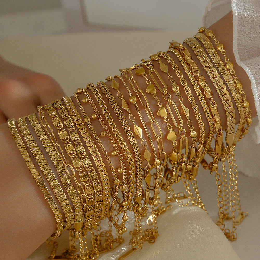 Set di bracciali multistrato minimalisti in acciaio inossidabile con placcatura sottovuoto, da indossare tutti i giorni