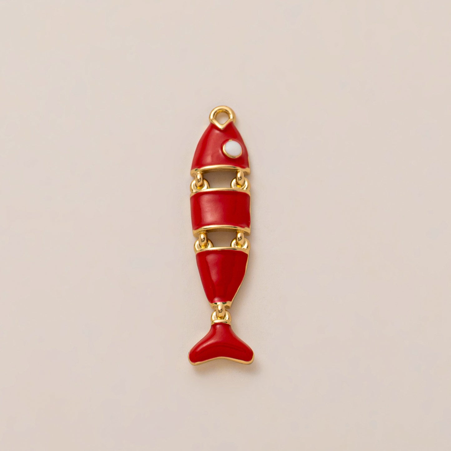 Luxury 18K Gold Plated Brass Pendant with Gemstone Inlay Geometric Fish Clover Heart Design