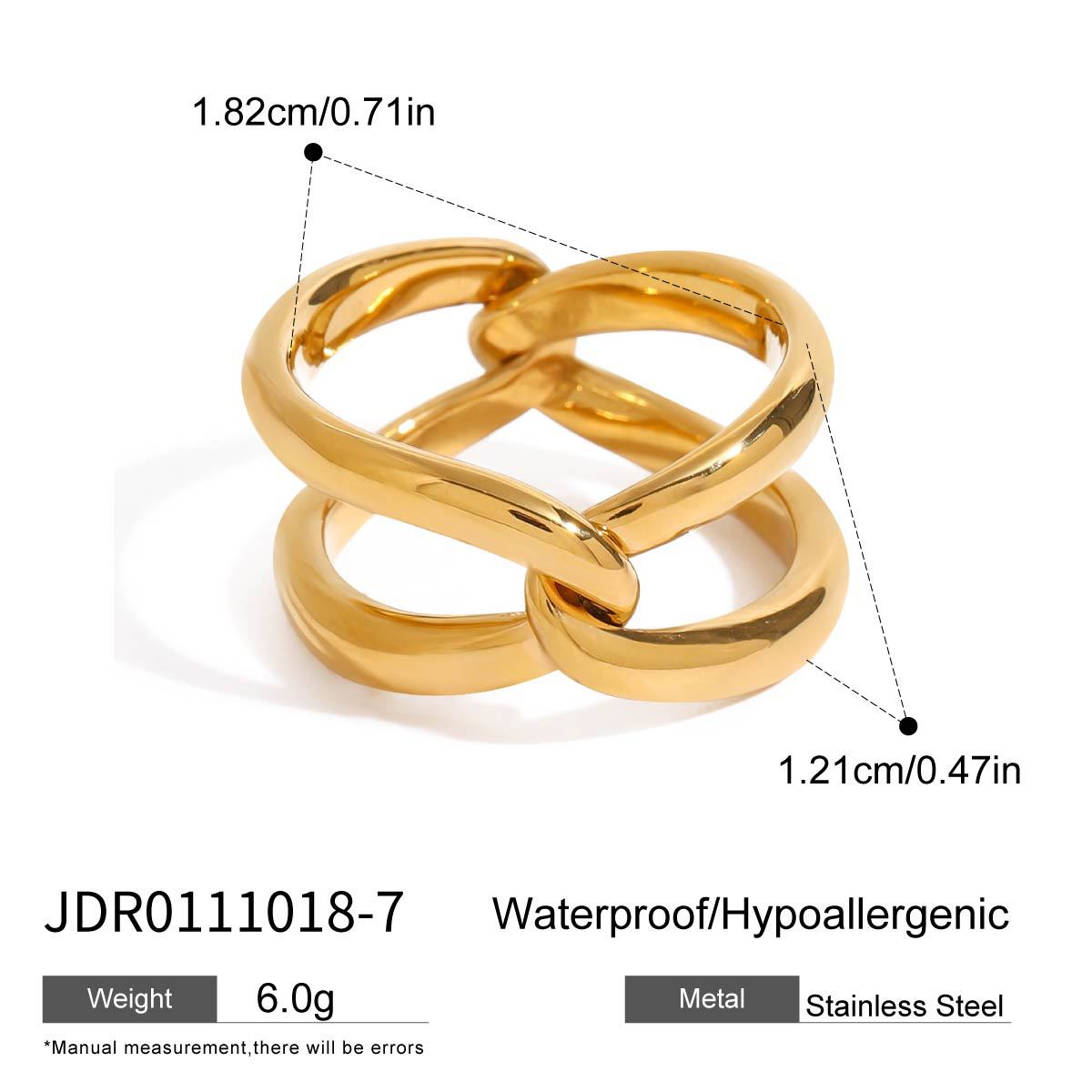 Anello da Donna Geometrico Placcato in Acciaio Inossidabile con Zirconi, Gioielli Minimalisti e di Tendenza