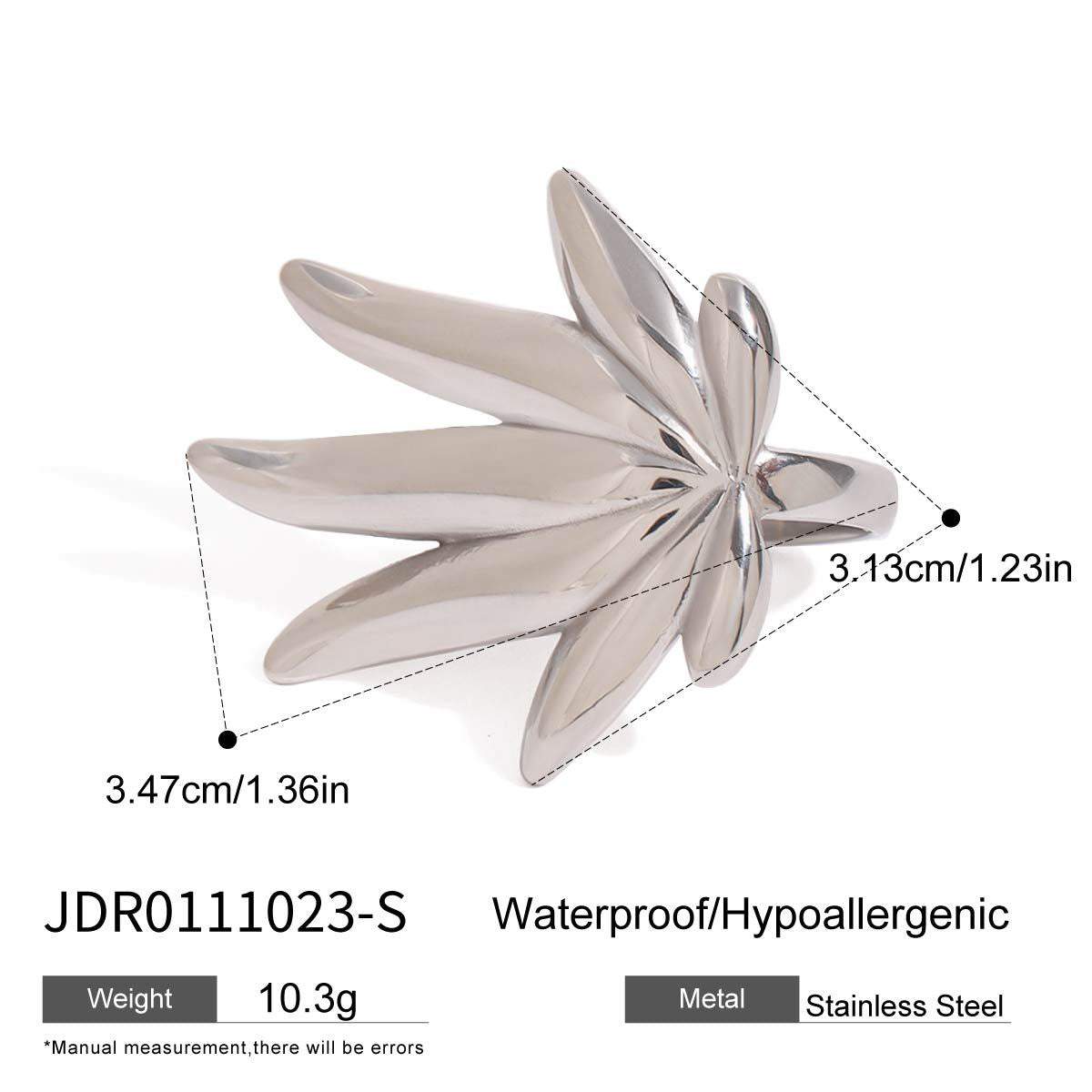 Anello da donna minimalista con foglia d'acero geometrica placcato in acciaio inossidabile
