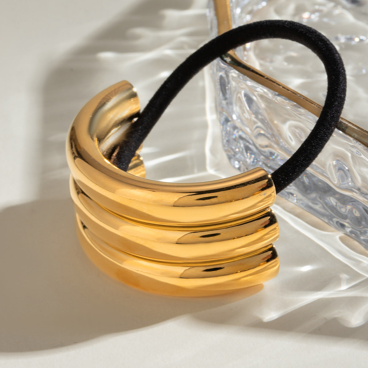 Minimalist Geometric Stainless Steel Hair Tie with Plated Finish for Ponytail