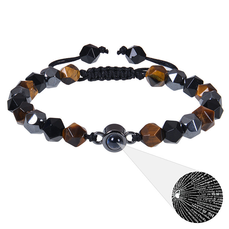 I Love You Projection Crystal Agate Bracelet Unisex Round Letter Charm