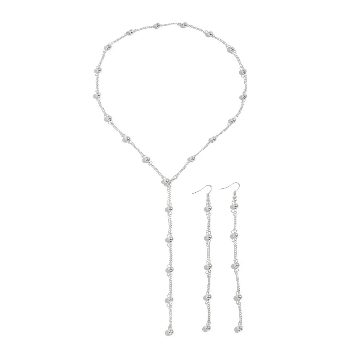 Minimalist Plated Alloy Heart Pendant Ball Chain Necklace with Tassel for Women