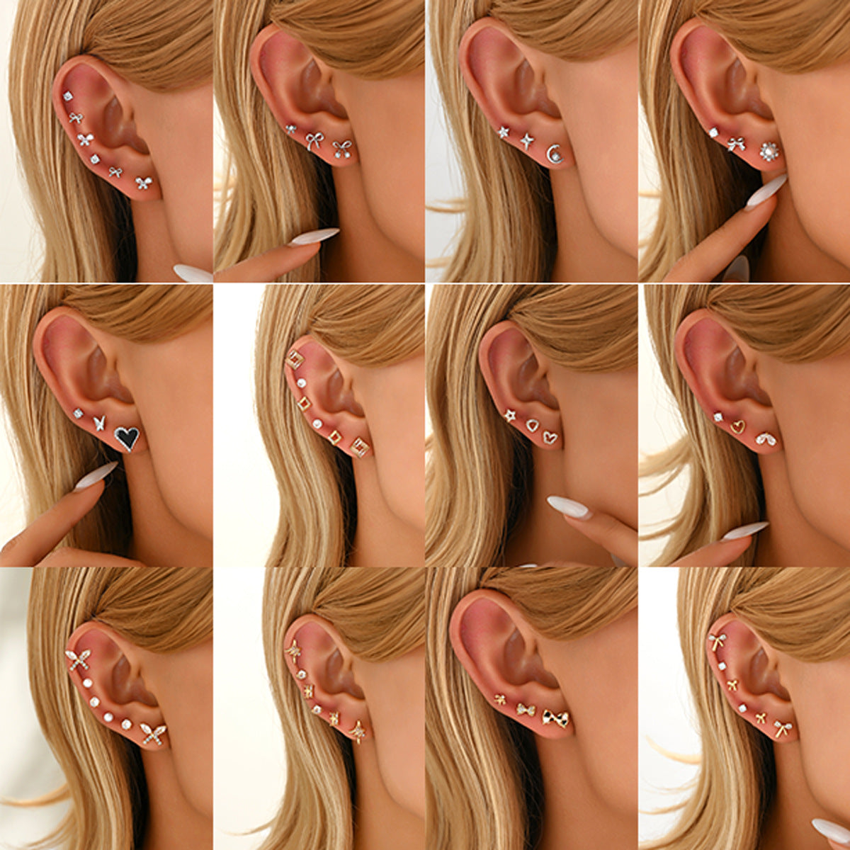 Pendientes de Cobre en Forma de Lazo Dulce y Minimalista con Incrustaciones de Zirconia y Postes de Acero Inoxidable para Mujer