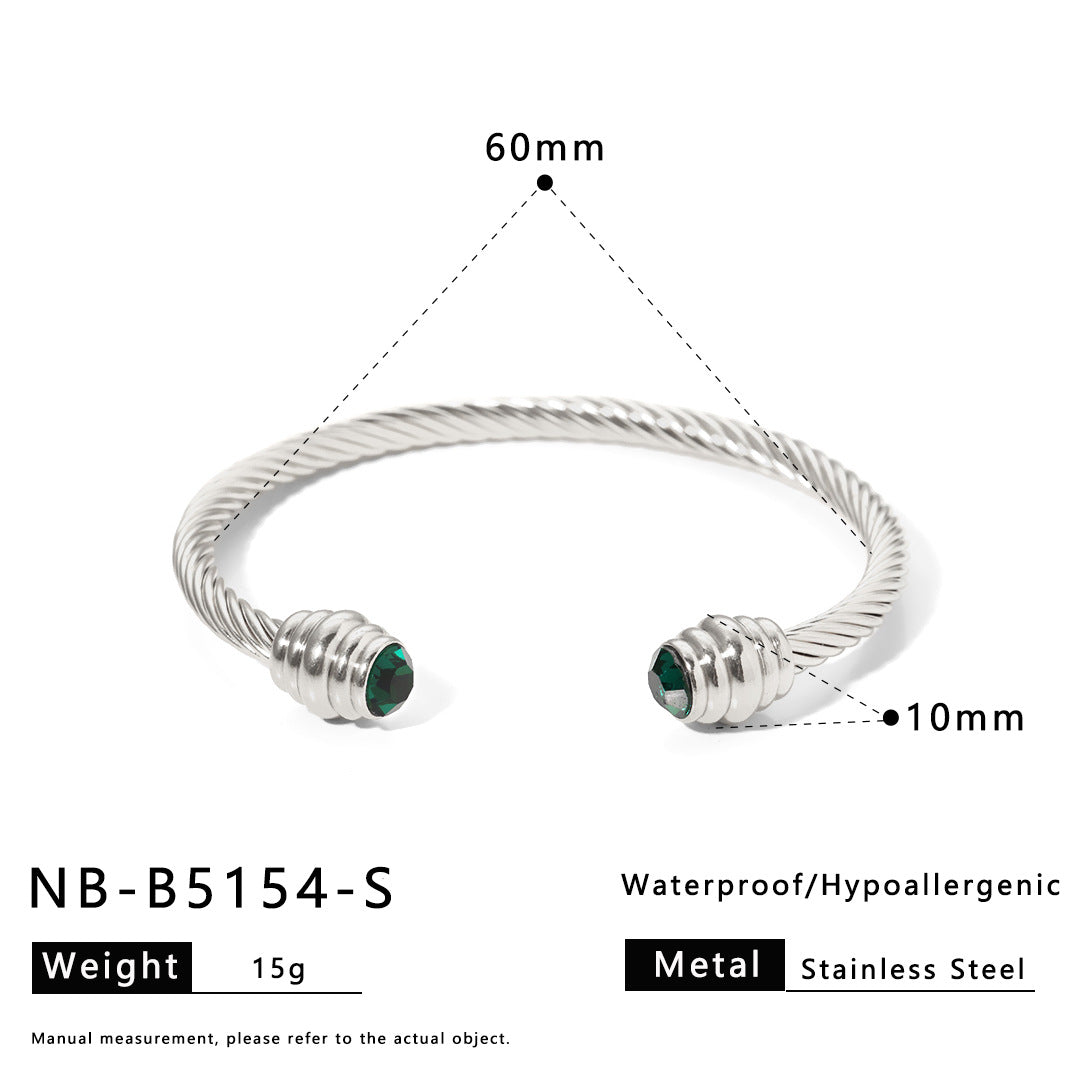 Bracciale minimalista in acciaio al titanio con filo intrecciato, placcato oro, catena a cavo in acciaio inossidabile, design ad anello geometrico