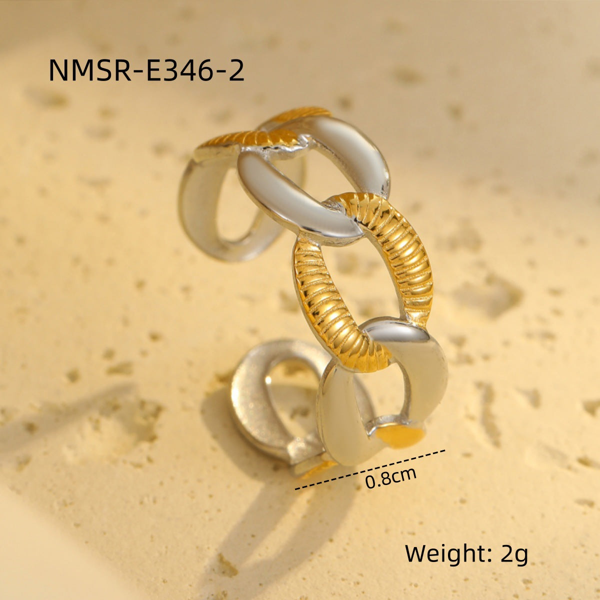 Anello da donna placcato in acciaio inossidabile con design estetico di lusso geometrico vintage