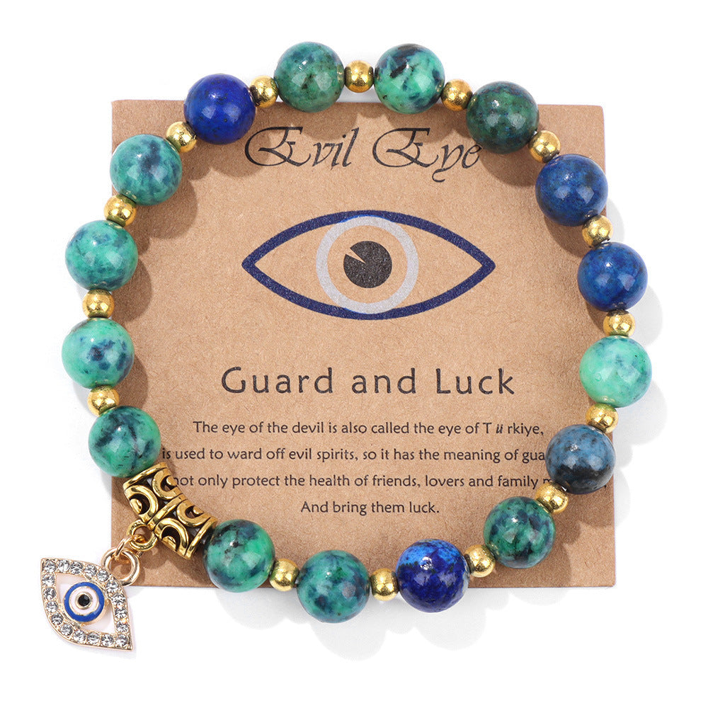 Minimalist Geometric Evil Eye Rhinestone Beaded Bracelet Unisex Yoga Energy Jewelry