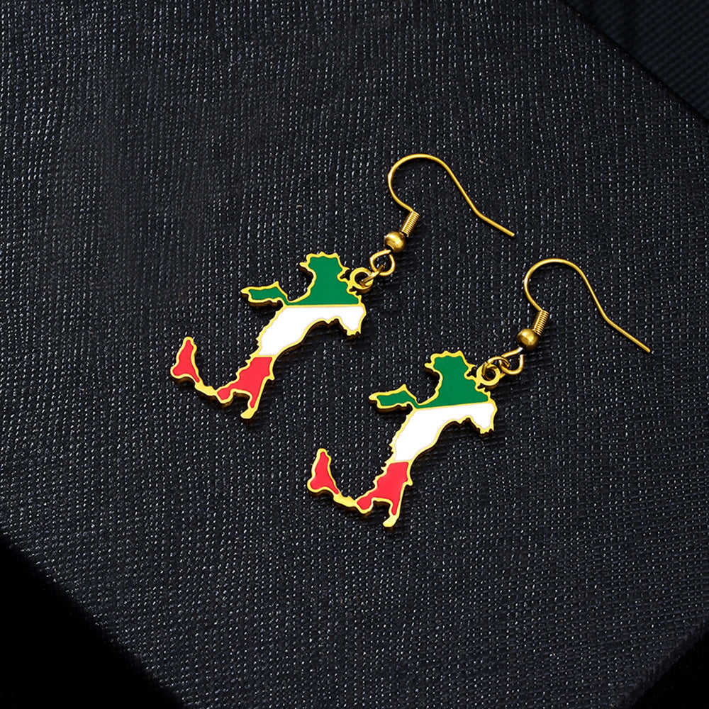 Pendientes de acero inoxidable de esmalte vintage geométricos para mujer