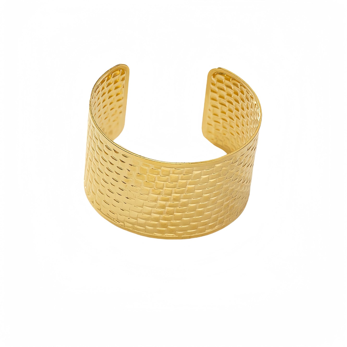 Pulsera de acero inoxidable con hoja hueca geométrica minimalista y acabado chapado para mujer