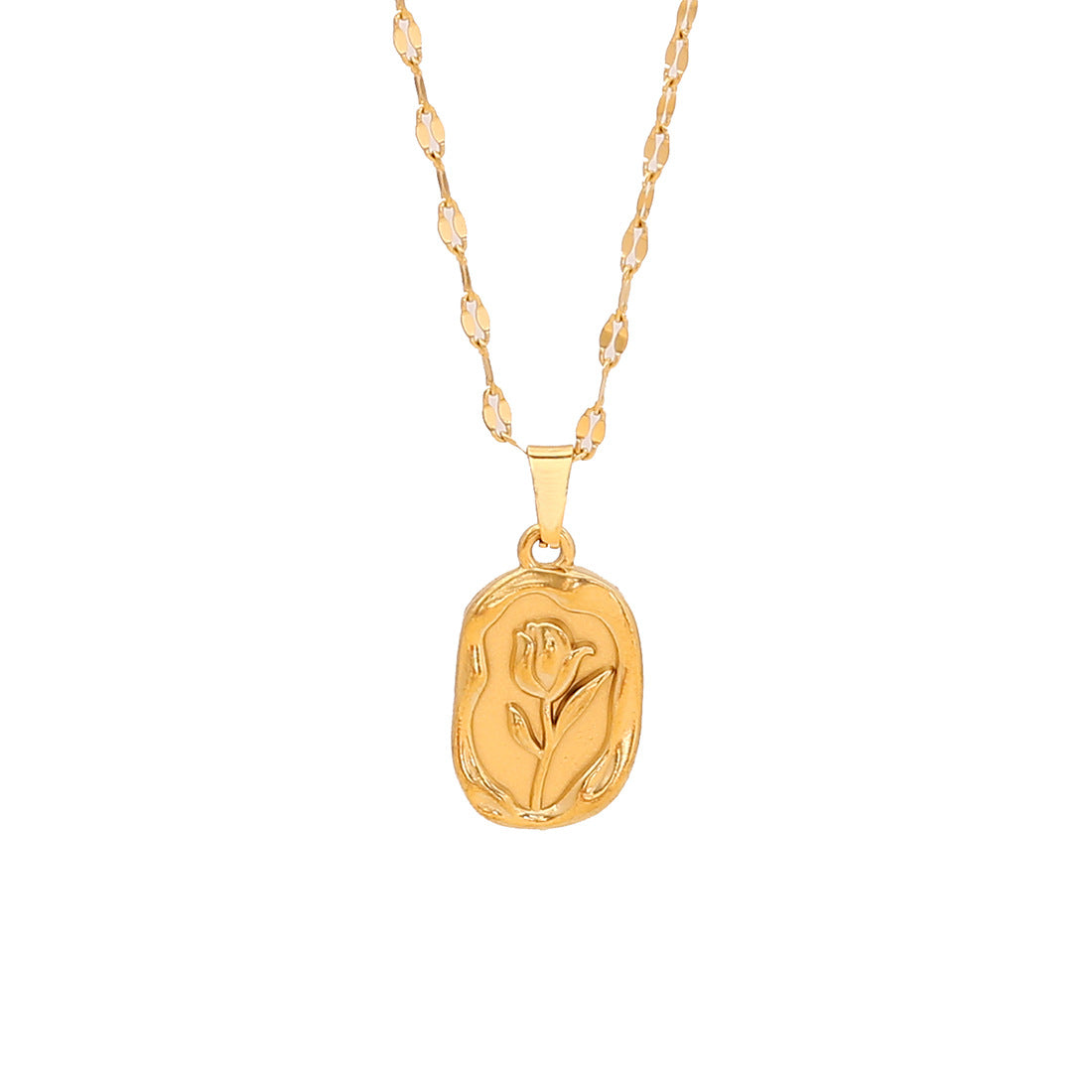 Fashionable Heart-Shaped Sun and Butterfly Floral Stainless Steel Pendant Necklace for Women