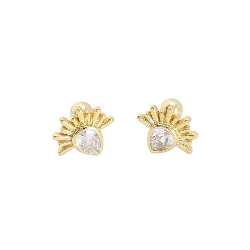 Manoette a filo passante minimaliste a forma di goccia in argento sterling S925 con intarsi di strass per donna