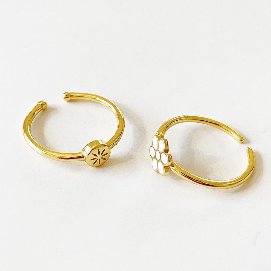 Dolce Anello Floreale In Argento Sterling 925 Con Intarsio a Cuore Minimalista da Donna