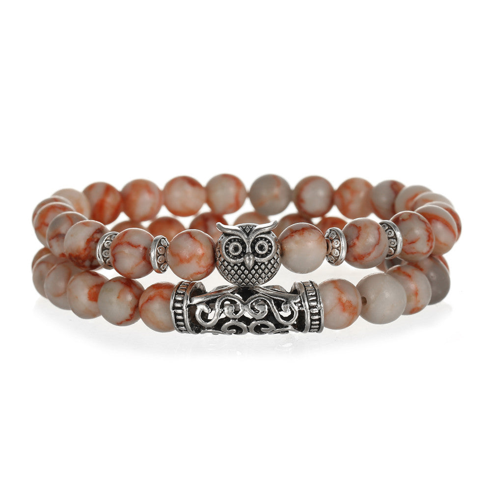 Animal Tiger's Eye Volcanic Stone Stretch Bracelet Set Unisex