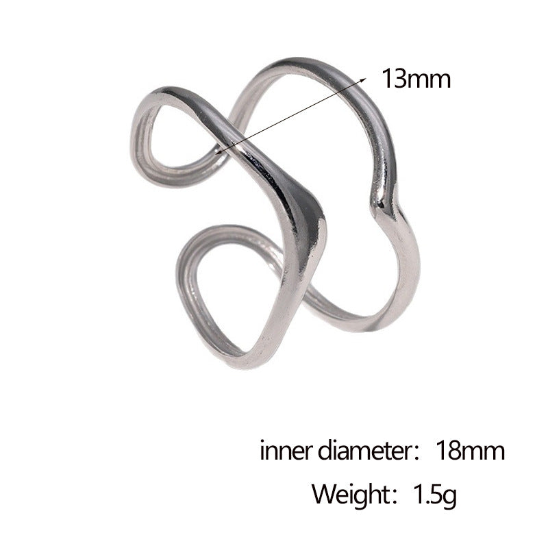 Anello Aperto Regolabile da Donna in Acciaio Inossidabile Geometrico Minimalista Placcato Oro