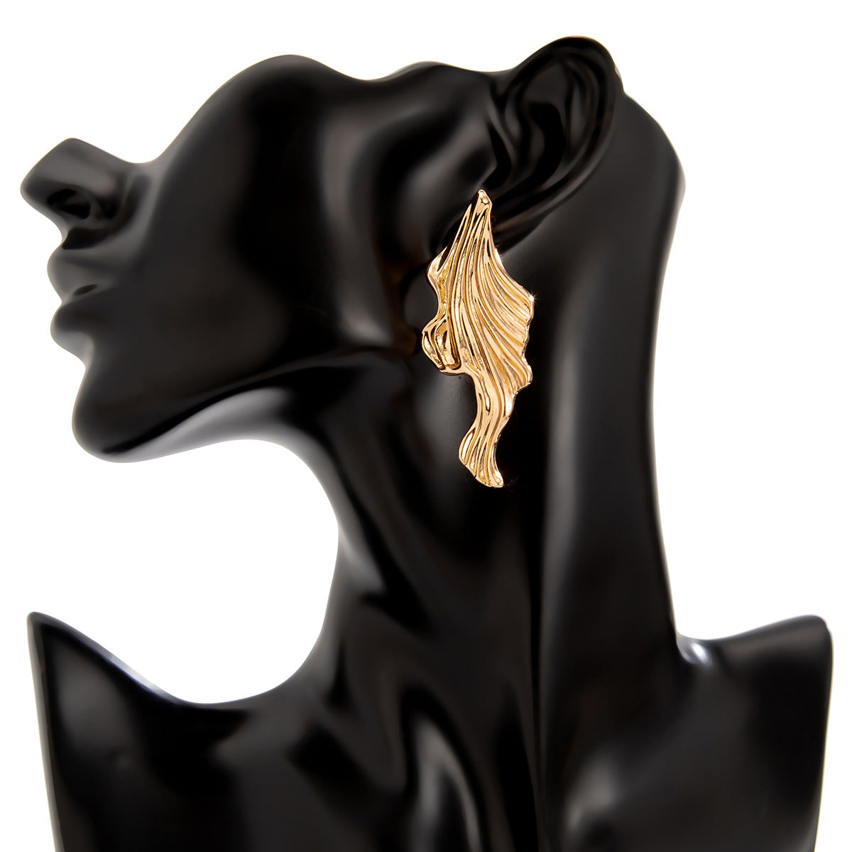 Exaggerated Goldfish-Shaped Alloy Earrings with Plated Finish for Women, Wave-Tail Fish Design, Stainless Steel Posts