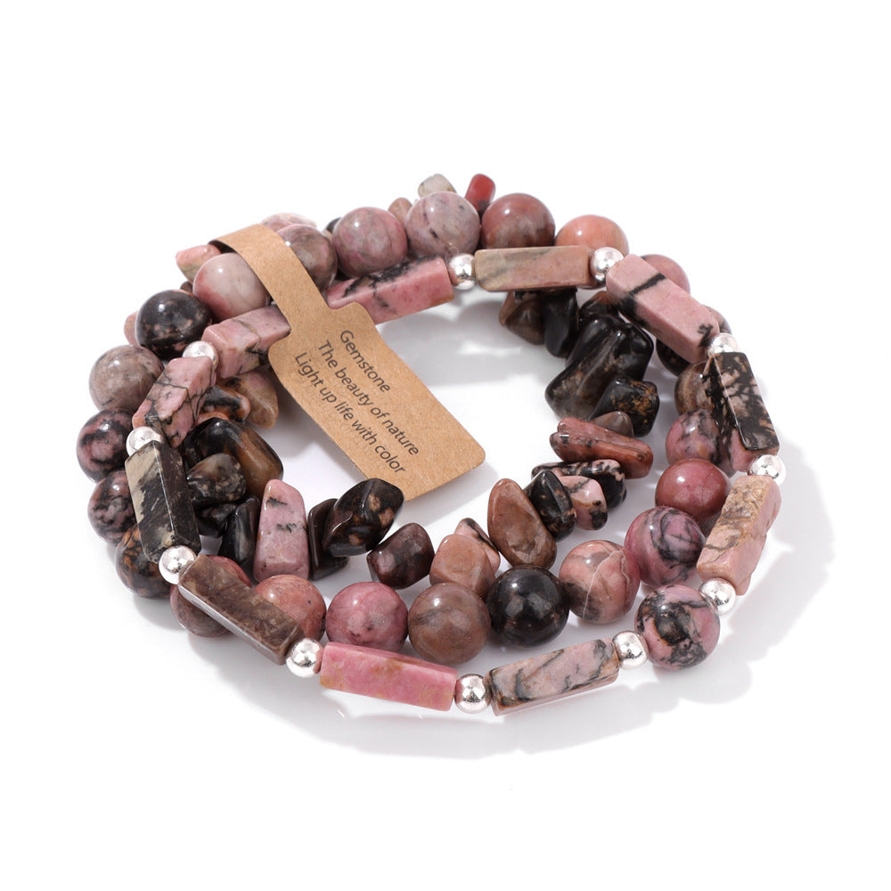 Vintage Geometric Rectangle Crystal Beaded Bracelet Set for Unisex