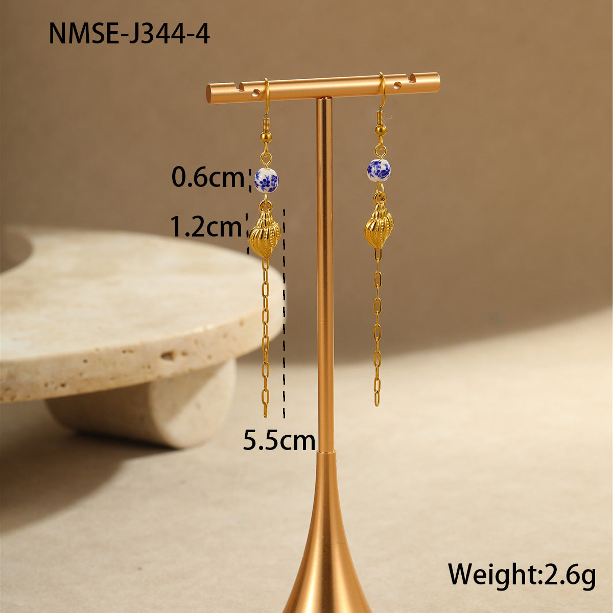 Pendientes de Acero Inoxidable con Forma de Estrella, Acentos de Concha de Cerámica y Estrella, Diseño Electrochapado Inspirado en el Océano para Mujeres