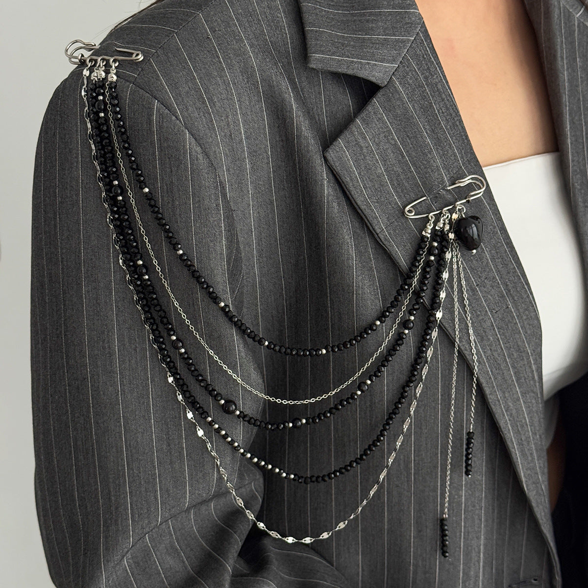 Punk Hip-hop Heart Shape Crystal Plated Iron Brooch Pin for Women