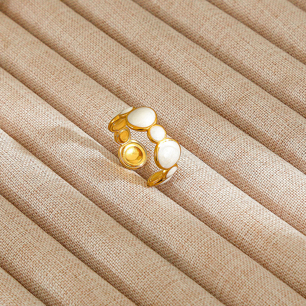 Minimalist Geometric Flower-Shaped Titanium Steel Ring with Plating Finish for Women, Adjustable Open Band Fashion Ring