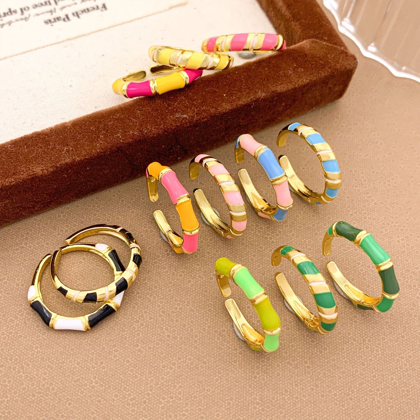 Sweet Floral Enamel Plated Alloy Ring for Women