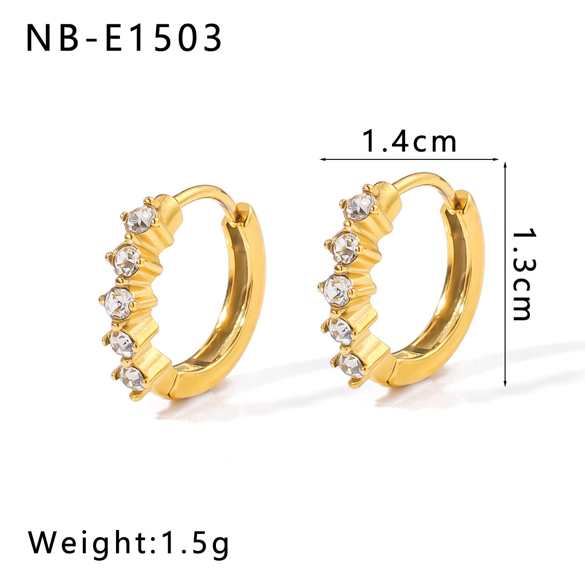 Minimalist Stainless Steel 18K Gold Plated Flower-Shaped Hoop Earrings with Rhinestone and Pearl Inlay for Women
