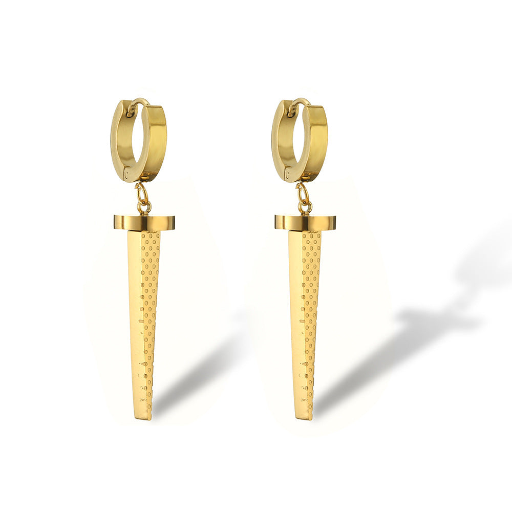 Minimalist Geometric Titanium Steel Earrings for Women with Irregular Leaf-Inspired Design